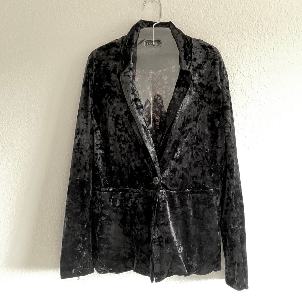 Sanctuary Crushed Black Velvet Blazer Jacket